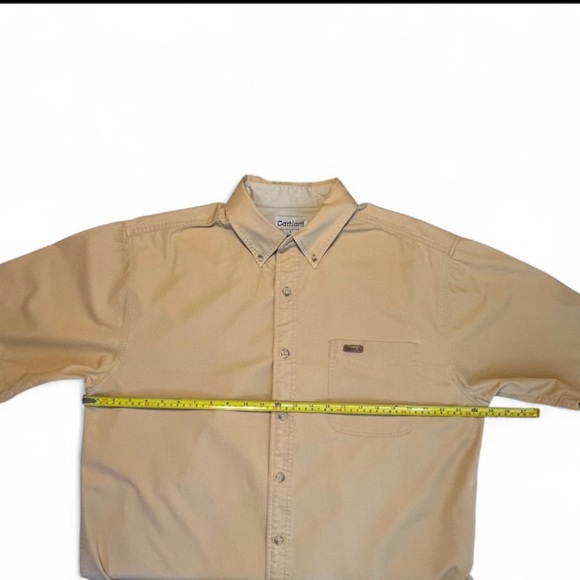 Carhartt Shirt Mens Large Tan/Beige Workwear Button Up Short Sleeve Cotton - Picture 3 of 9